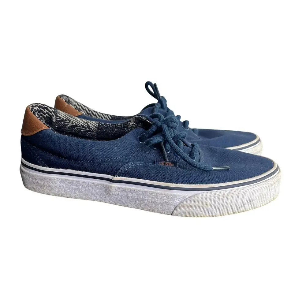 VANS Era 59 C&L‎ Dress Blues Sneakers Mens 7 Casual Boat Shoes Brown Trim NWOT